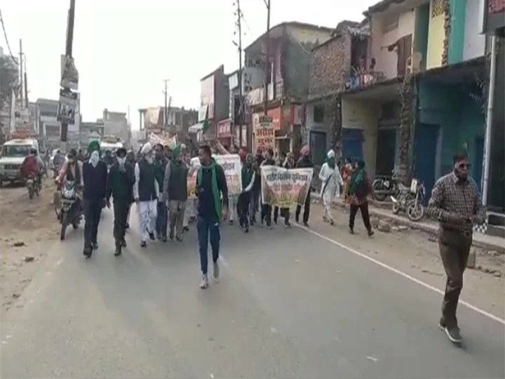 uttrakhand, udham singh nagar Farmers' organizations take out procession demand government to withdraw agricultural law