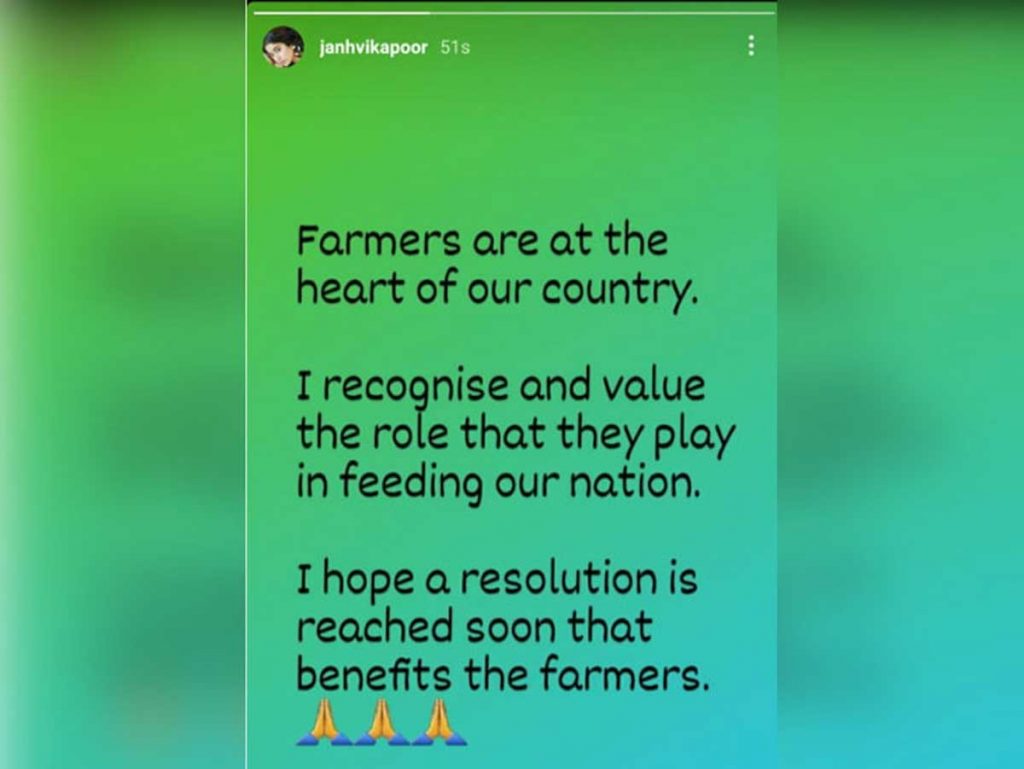 The farmers did not allow shooting till Jahnavi Kapoor posted in favor of the farmers protest on her social media account