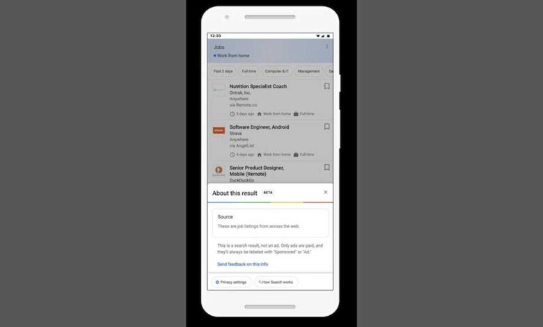Google search will display 'About this result' to give more details of the search results