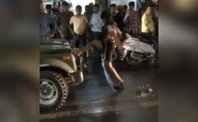 allegedly drunk Delhi Model, blocks army vehicle