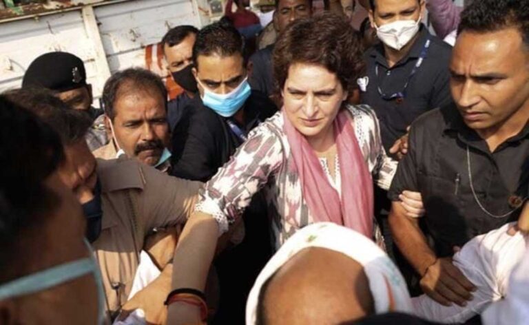 Priyanka Gandhi हिरासत में, पुलिस हिरासत में मरने वाले व्यक्ति के परिवार से मिलने की कोशिश