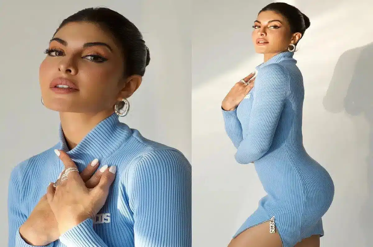 Jacqueline Fernandez ने नीले रंग की बॉडीकॉन ड्रेस में अपनी तस्वीरें साझा की 