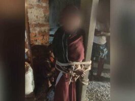 Bihar's woman tied to a pole and beaten up for Extra Marital Affair