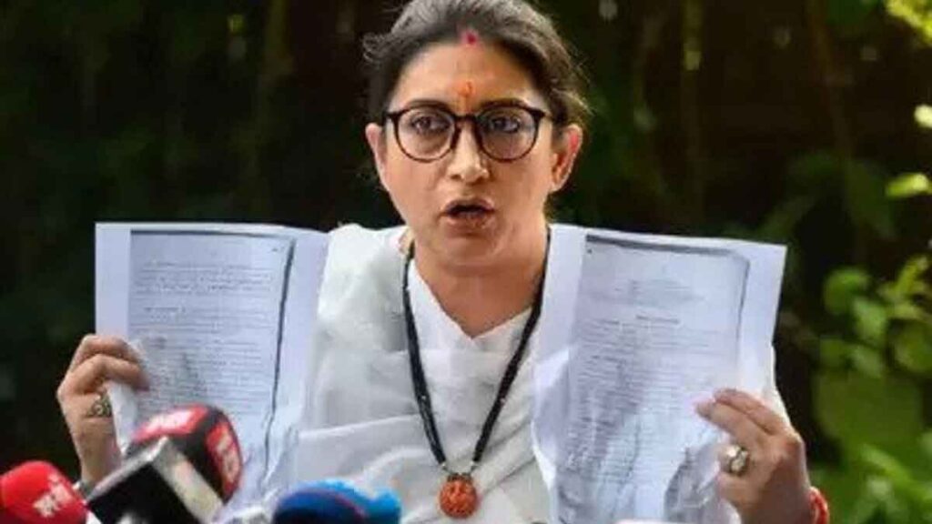 Smriti Irani asks Gandhi family to answer in court for accusing daughter