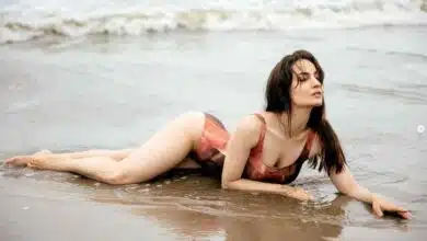 In hot swimsuit Elli Avrram turns 'water baby'