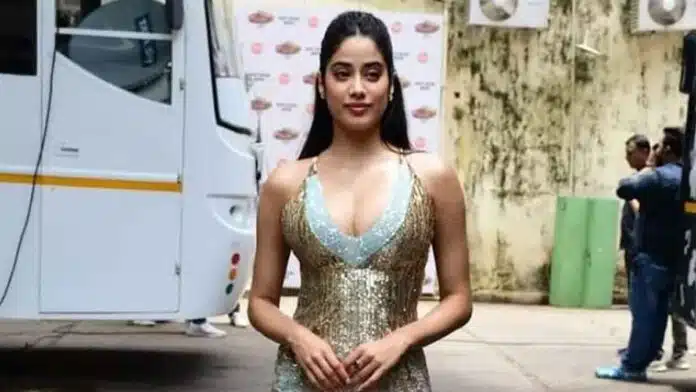 Janhvi Kapoor looks gorgeous in a plunging neck gown