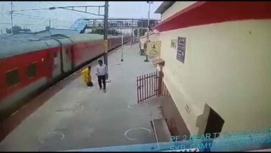 Alert Staff rescued woman crossing railway track