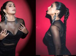 Hina Khan poses sultry in a black see-through dress