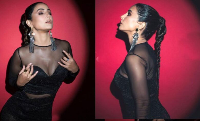 Hina Khan poses sultry in a black see-through dress