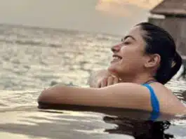 Rashmika Mandanna is enjoying themself in Maldives.