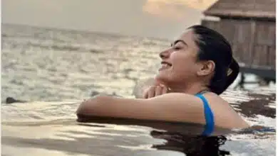 Rashmika Mandanna is enjoying themself in Maldives.