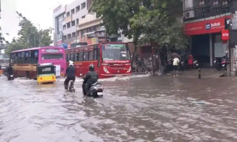 Waterlogging in parts of Chennai due to heavy overnight rains