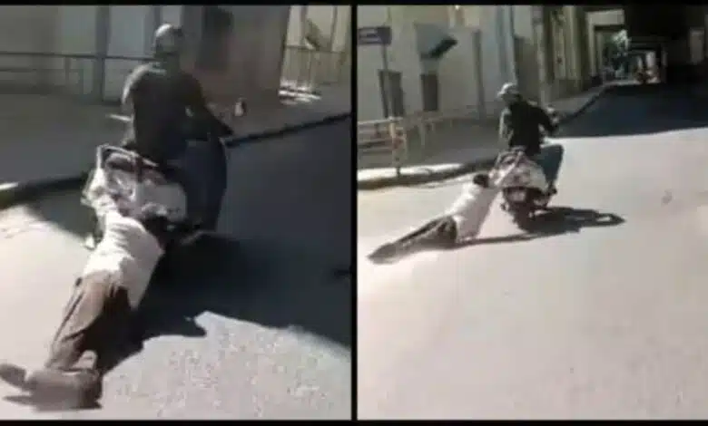 Old man dragged on road by scooter in Bengaluru