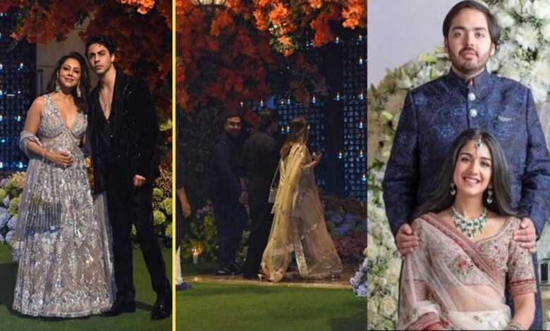 SRK arrived with his wife and son at Ambani's party.