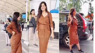 Ishita Dutta flaunts her baby bump at the airport