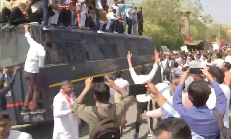 party did a massive protest in Jaipur