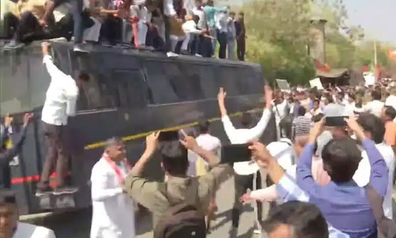 party did a massive protest in Jaipur