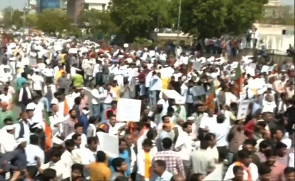 party did a massive protest in Jaipur