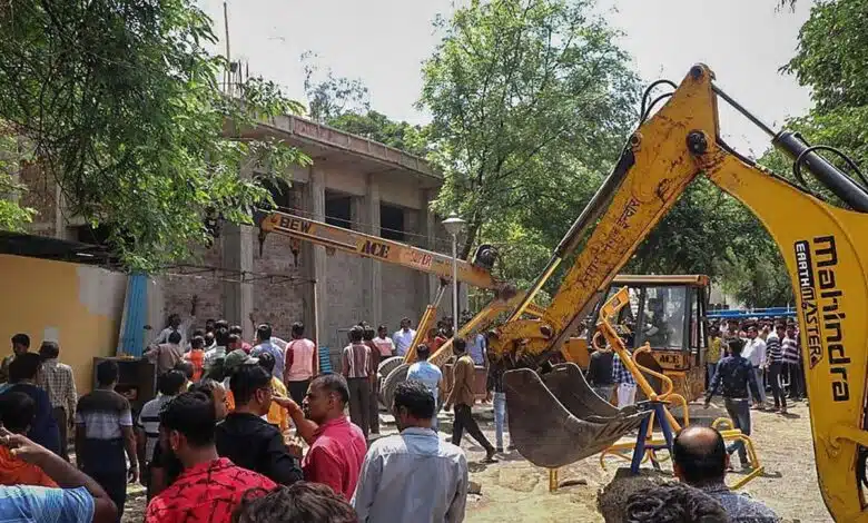 Bulldozer ran on the temple of Indore