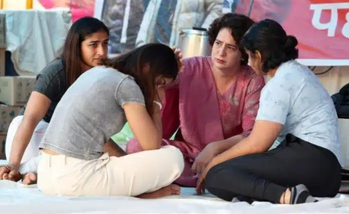 meet protesting wrestlers at Jantar Mantar Priyanka Gandhi