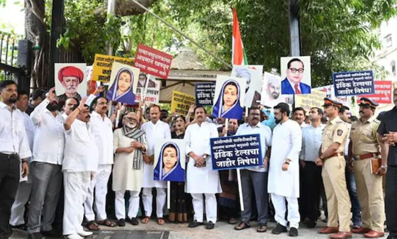 NCP protests against 'derogatory' articles on Savitribai Phule