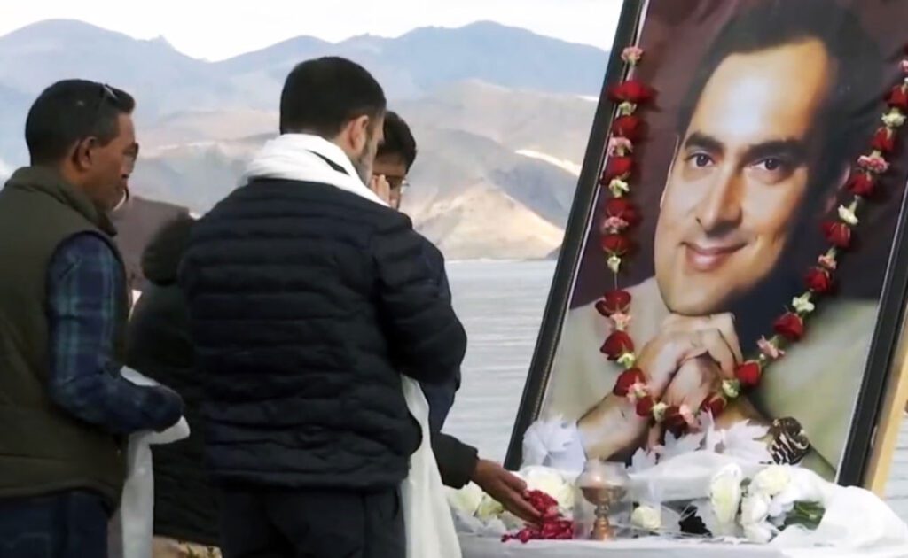 Rahul Gandhi pays tribute to his father Rajiv Gandhi on his birth anniversary in Ladakh