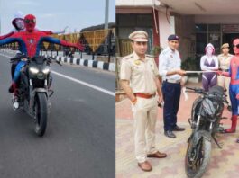 Delhi Police caught 'Spiderman' while doing bike stunt