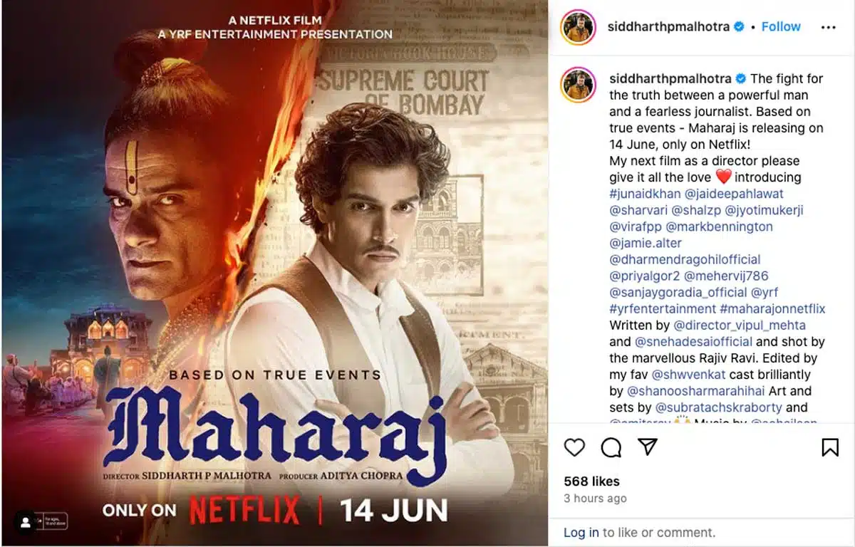 1st look poster of the movie 'Maharaj', Aamir Khan's son Junaid is acting