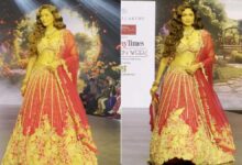 Mrunal Thakur wore bright pink lehenga in fashion week