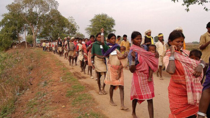 People forced to migrate from the area due to internal tribal conflicts in Tripura