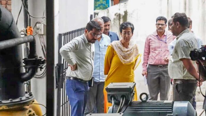 Delhi's Water Minister Atishi inspected the flood-damaged Chandrawal water treatment plant