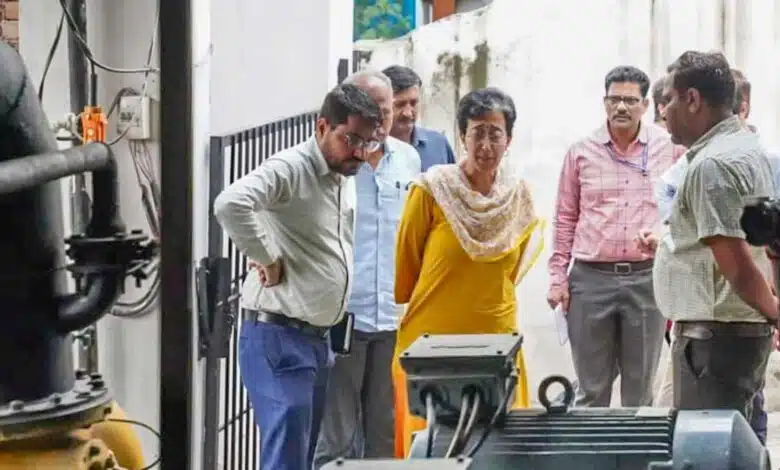 Delhi's Water Minister Atishi inspected the flood-damaged Chandrawal water treatment plant