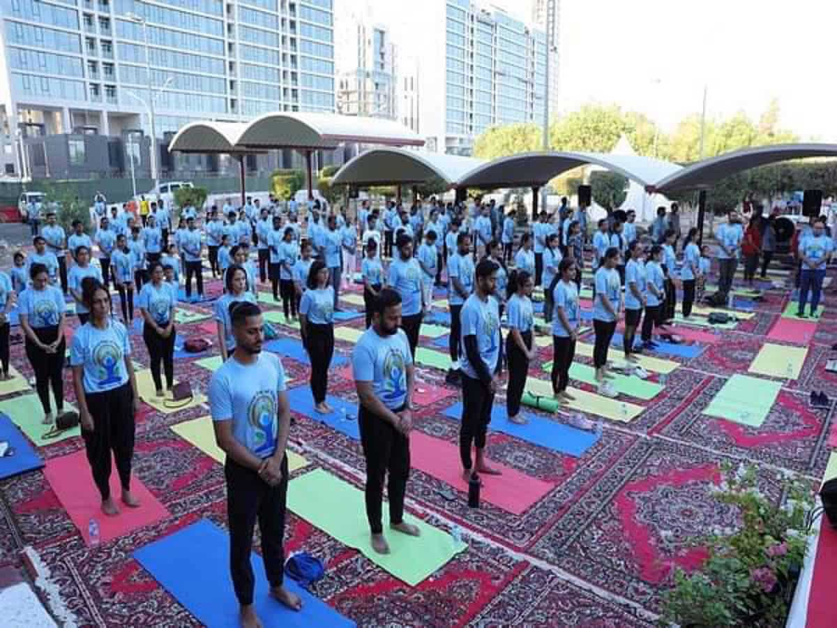 Indians in Kuwait pay tribute to fire tragedy victims during Yoga Day event