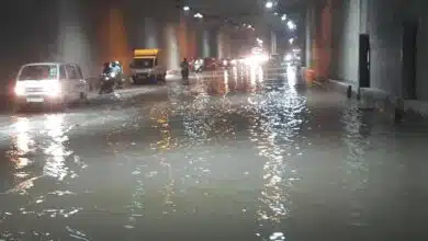Waterlogging in Okhla underpass due to rain in Delhi