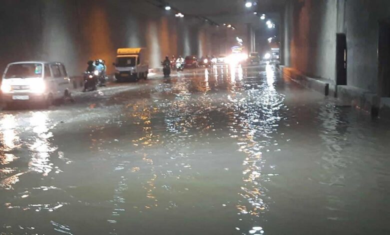 Waterlogging in Okhla underpass due to rain in Delhi