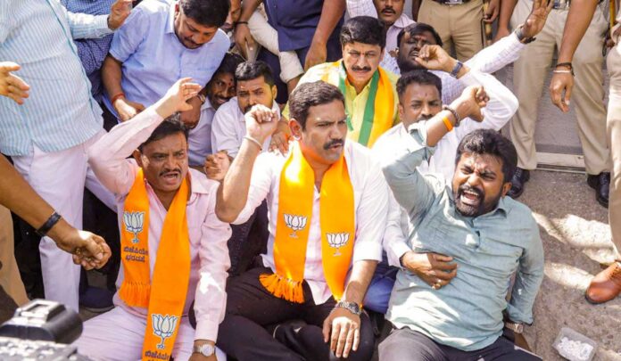 BJP protested in Karnataka assembly over Valmiki and MUDA scams