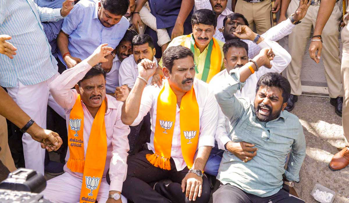 BJP protested in Karnataka assembly over Valmiki and MUDA scams