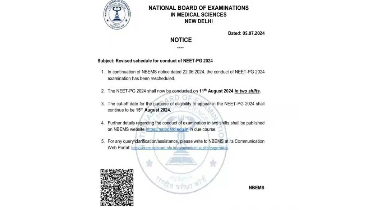 NEET PG exam to be held on August 11