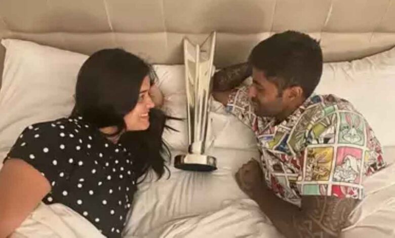 Suryakumar Yadav celebrates victory Trophy bed pose goes viral
