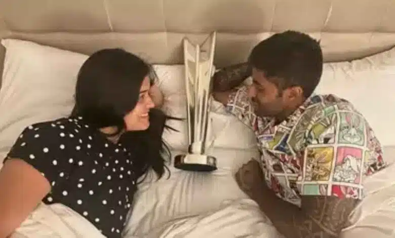 Suryakumar Yadav celebrates victory Trophy bed pose goes viral