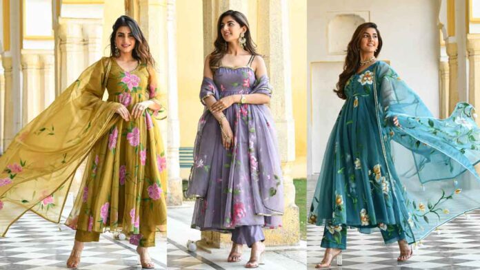 These latest designs of Organza suits will give you a perfect look in the party