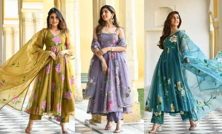 These latest designs of Organza suits will give you a perfect look in the party