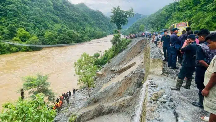 Two passenger buses swept away in a landslide in Nepal