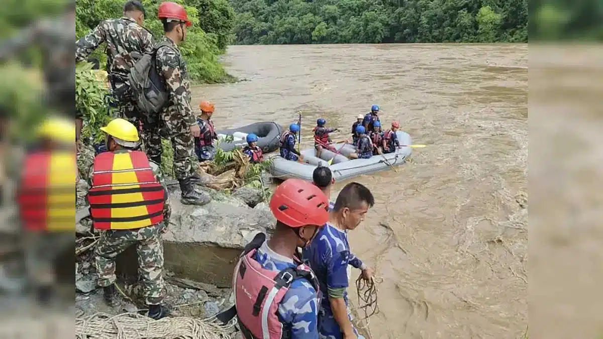 Two passenger buses swept away in a landslide in Nepal