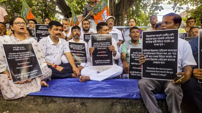 BJP leaders protest against Kolkata rape-murder case