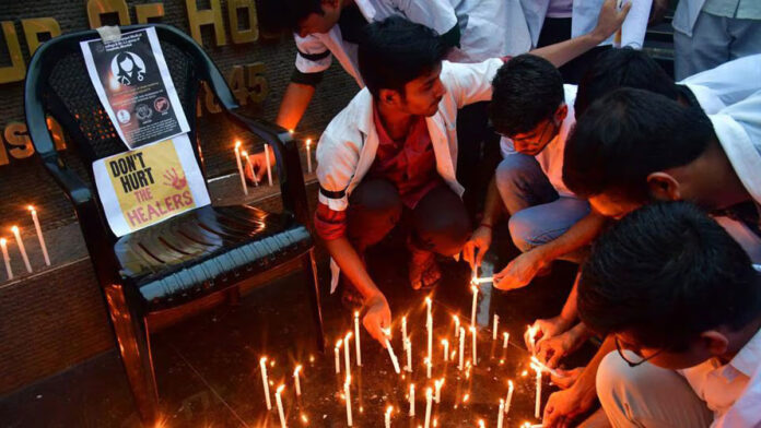 Doctors protest after Kolkata doctor rape and murder case