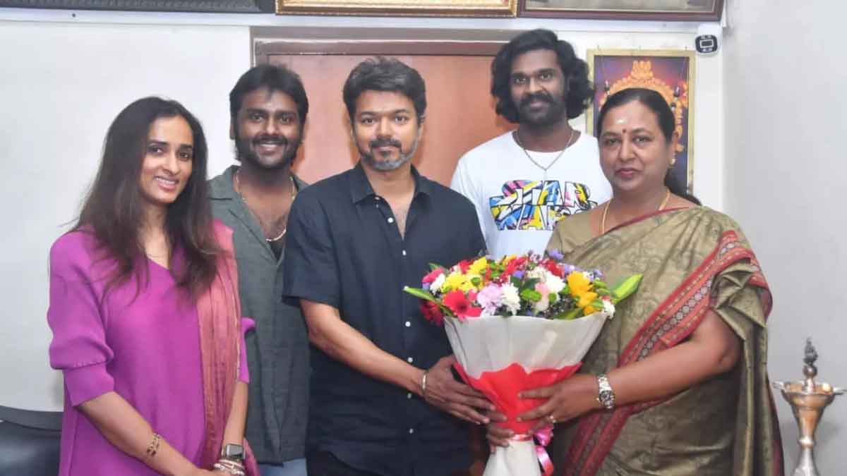 Vijay and the 'GOAT' team visited late actor Vijayakanth's house to seek his blessings