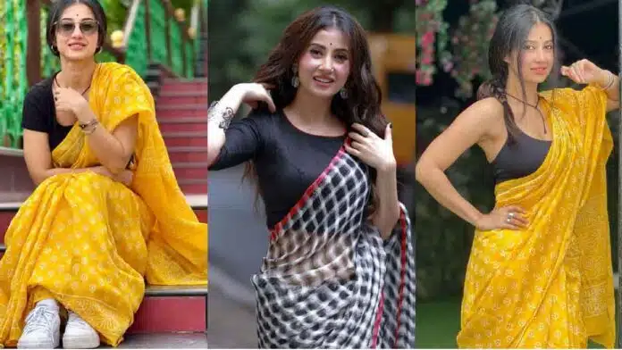 5 Beautiful Contrast Saree Blouses By Monami Ghosh To Slay