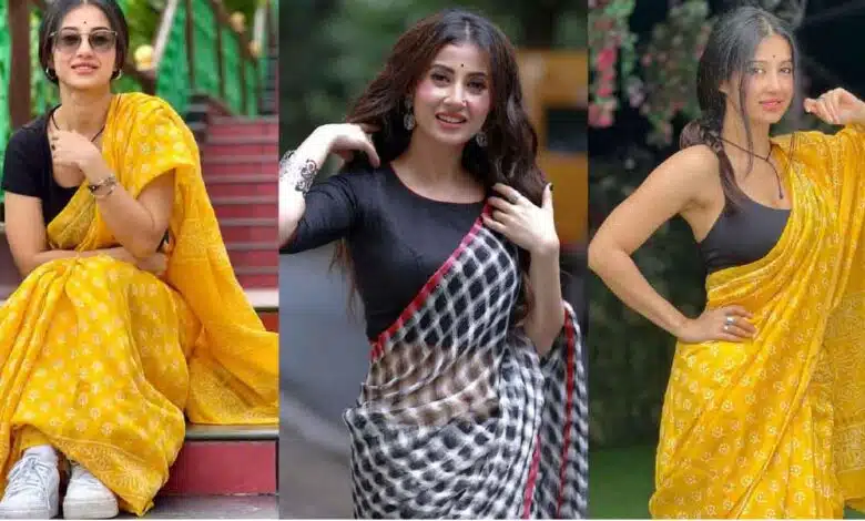 5 Beautiful Contrast Saree Blouses By Monami Ghosh To Slay