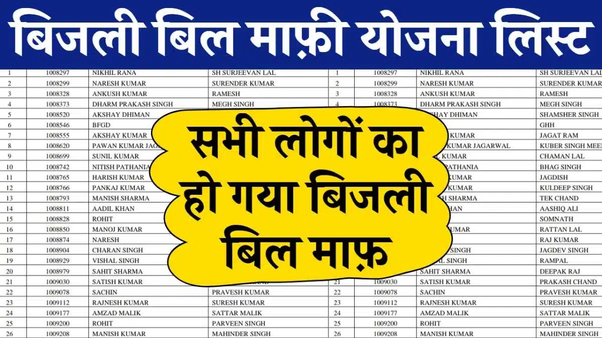 Bijli Bill Mafi Yojana New list released, check immediately!